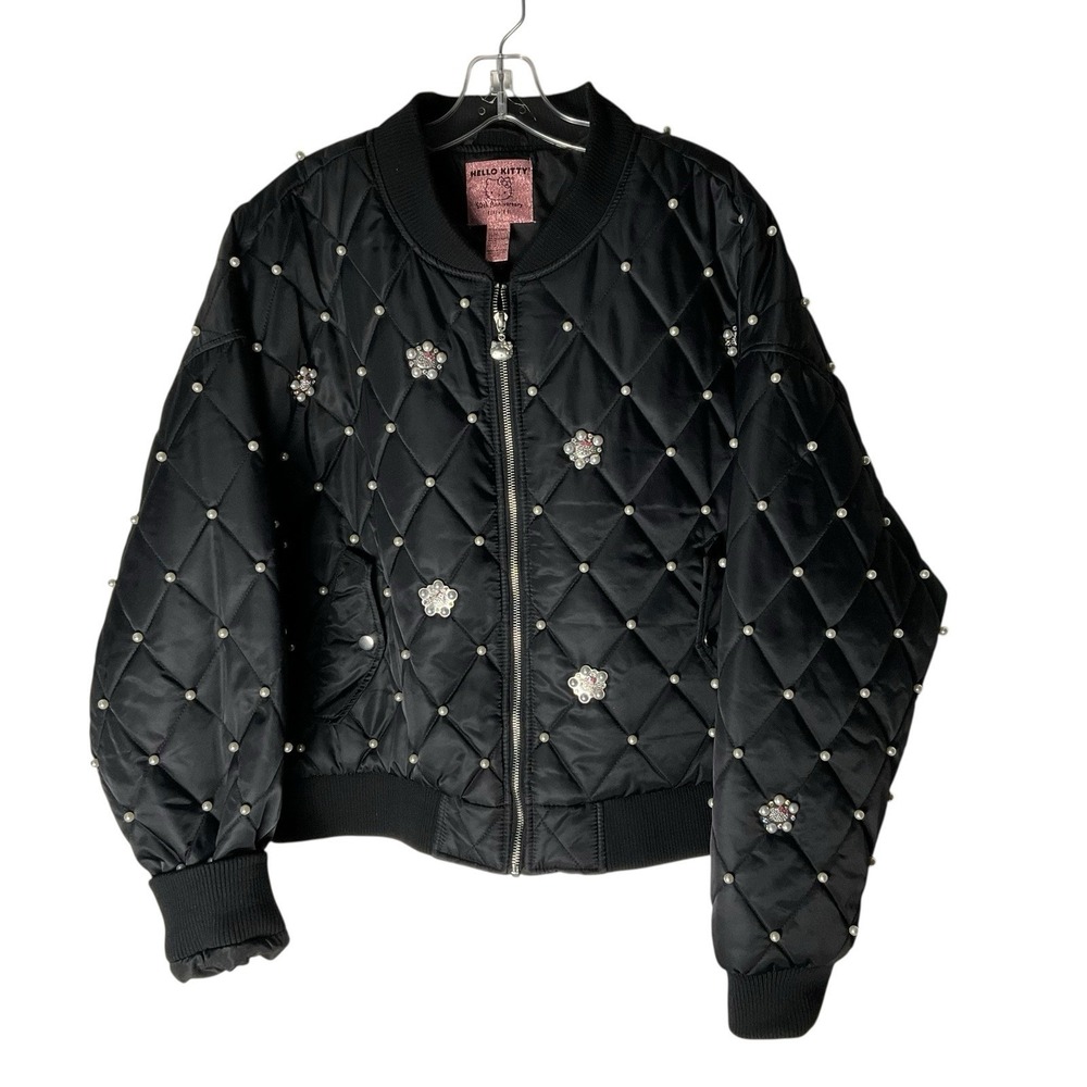Hello Kitty 50th Anniversary Forever 21 Satin Quilted Bomber Jacket - Picture 2 of 7